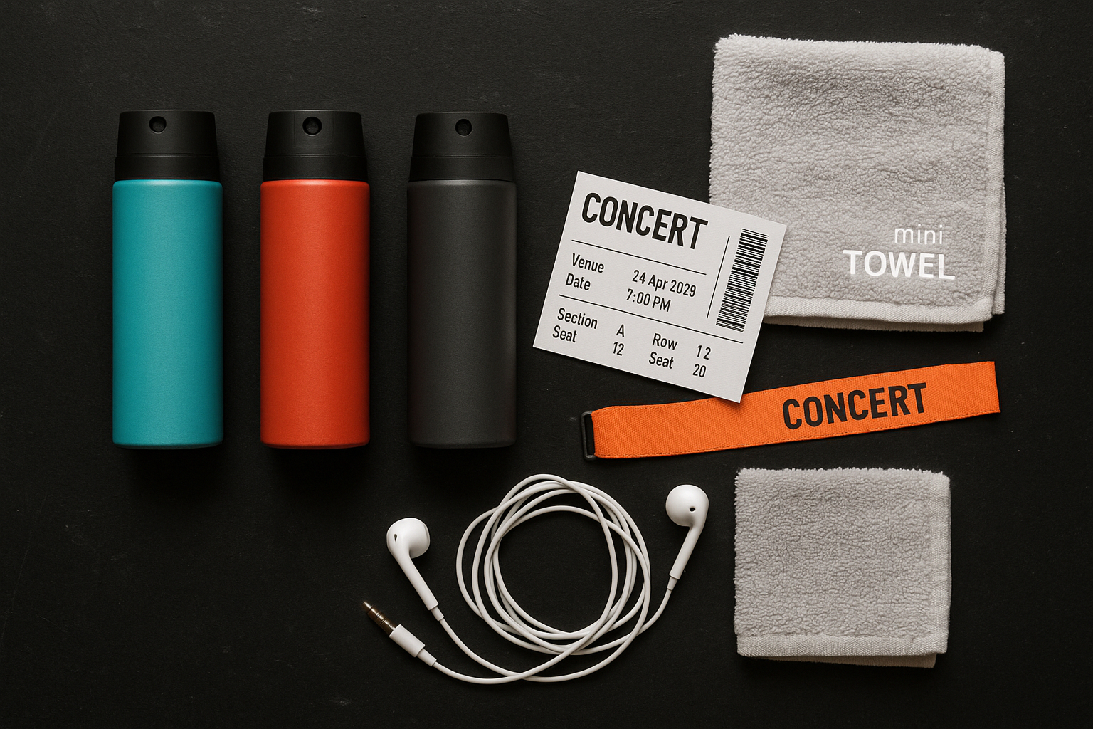 Body spray konser kit: Prime, Alpha, Hero dengan tiket dan wristband.